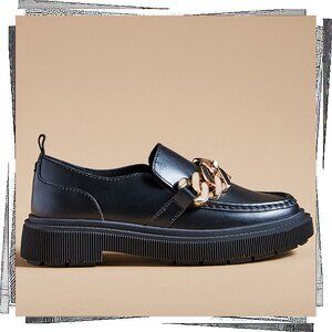 Suave Black Leather Loafers w Gold Chain (7) by Kelsi Dagger